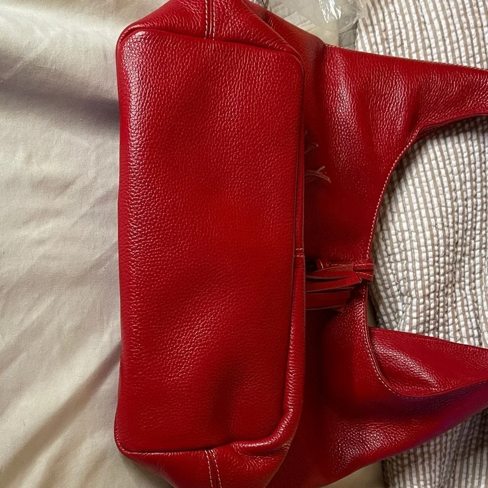 Laggo Red Leather Women's Bag Los Angeles Luxury Brand Laggo Tassels
